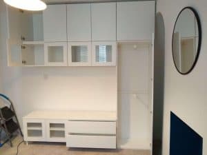 TV storage combination assembly scaled
